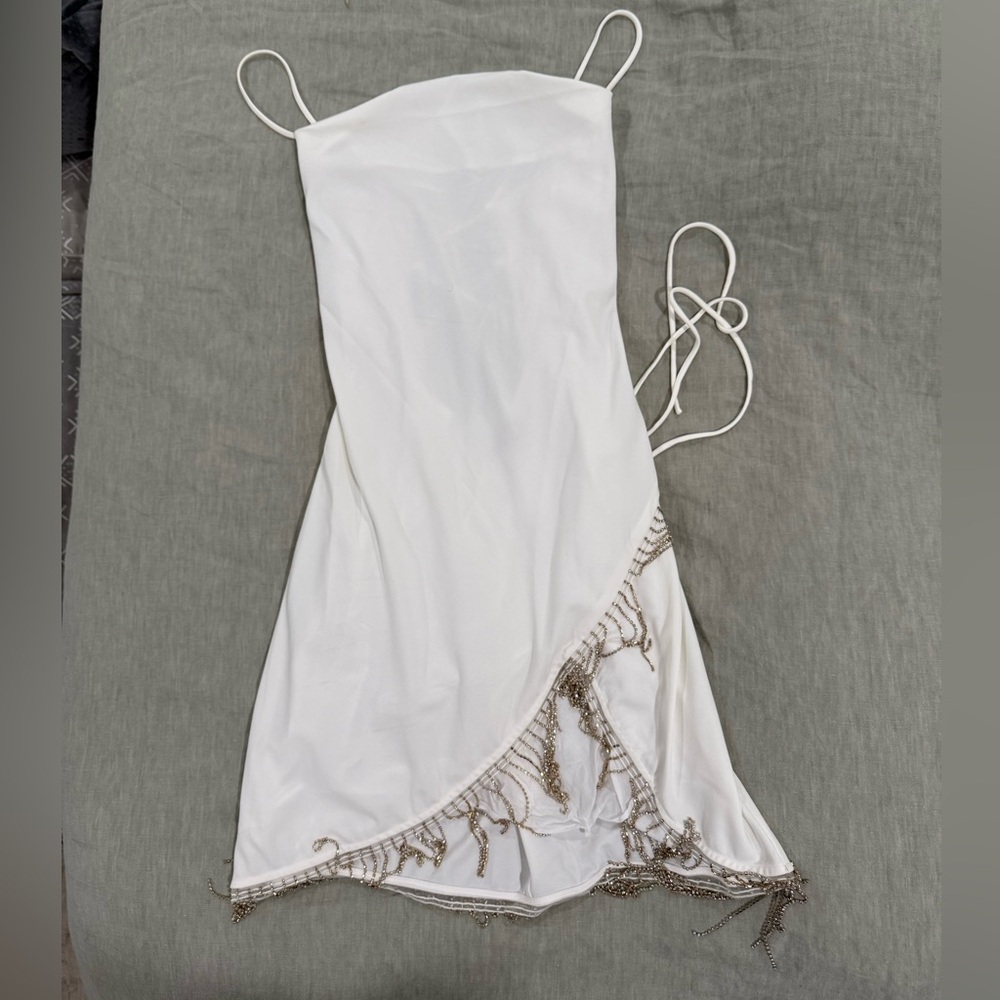 Staud white rhinestone mini